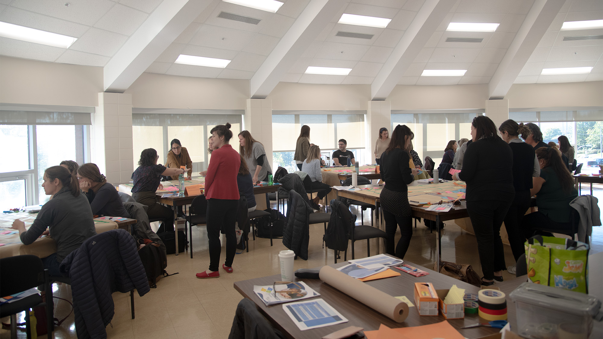 Groups of professors doing the activities Group activity